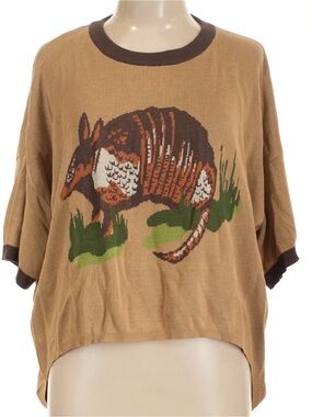 Armadillo Graphic Short-Sleeve Sweater - ARMADILLO!